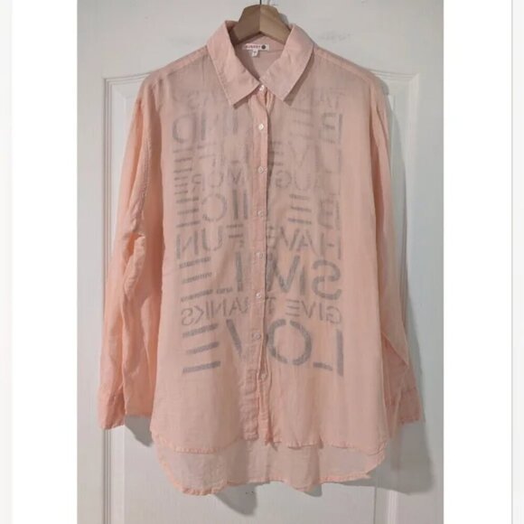 Sundry | Love Oversized Shirt In Neon Peach - Picture 2 of 14